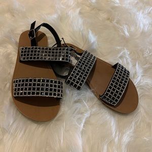 Black stone sandals